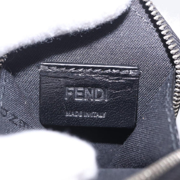 FENDI Key Ring Fur White Black 7AR765 Auth BA16138V
