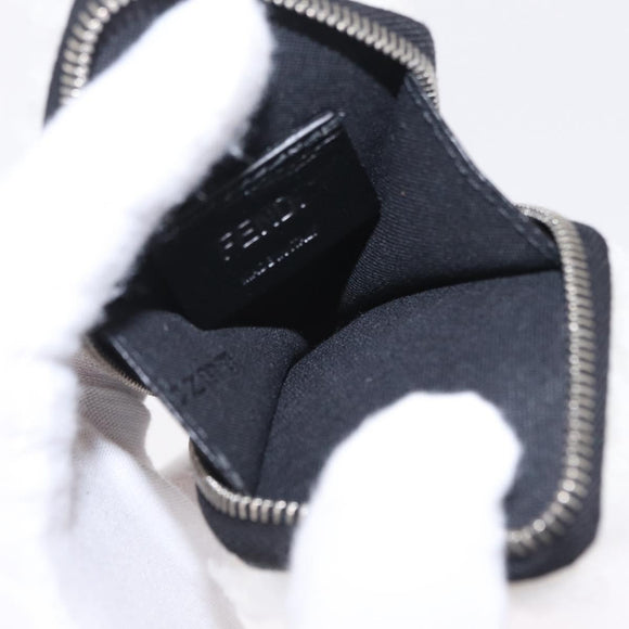 FENDI Key Ring Fur White Black 7AR765 Auth BA16138V