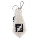 FENDI Key Ring Fur White Black 7AR765 Auth BA16138V-13