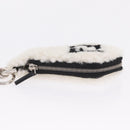 FENDI Key Ring Fur White Black 7AR765 Auth BA16138V-4