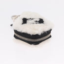 FENDI Key Ring Fur White Black 7AR765 Auth BA16138V-6