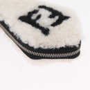 FENDI Key Ring Fur White Black 7AR765 Auth BA16138V-7