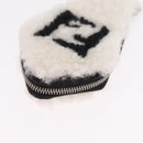 FENDI Key Ring Fur White Black 7AR765 Auth BA16138V-14