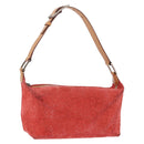CELINE C Macadam Shoulder Bag Suede Red Silver Auth BA16141-1