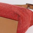 CELINE C Macadam Shoulder Bag Suede Red Silver Auth BA16141-15