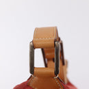 CELINE C Macadam Shoulder Bag Suede Red Silver Auth BA16141-18