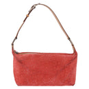 CELINE C Macadam Shoulder Bag Suede Red Silver Auth BA16141-2