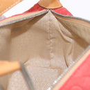 CELINE C Macadam Shoulder Bag Suede Red Silver Auth BA16141-23