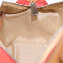 CELINE C Macadam Shoulder Bag Suede Red Silver Auth BA16141-24