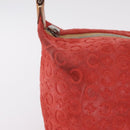 CELINE C Macadam Shoulder Bag Suede Red Silver Auth BA16141-3
