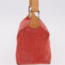 CELINE C Macadam Shoulder Bag Suede Red Silver Auth BA16141-5
