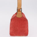 CELINE C Macadam Shoulder Bag Suede Red Silver Auth BA16141-6