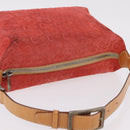 CELINE C Macadam Shoulder Bag Suede Red Silver Auth BA16141-7