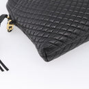 Bally Chain Shoulder Bag Leather Black Gold Tone Auth BA16143-15