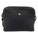 Bally Chain Shoulder Bag Leather Black Gold Tone Auth BA16143-13