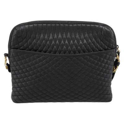 Bally Chain Shoulder Bag Leather Black Gold Tone Auth BA16143 - 0