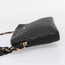 Bally Chain Shoulder Bag Leather Black Gold Tone Auth BA16143-3