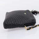 Bally Chain Shoulder Bag Leather Black Gold Tone Auth BA16143-4