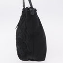 Salvatore Ferragamo Gancini Hand Bag Nylon Black Gold Tone Auth BA16145-4