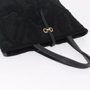 Salvatore Ferragamo Gancini Hand Bag Nylon Black Gold Tone Auth BA16145-6