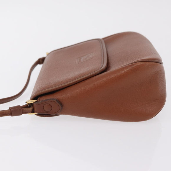 Burberrys Shoulder Bag Leather Brown Gold Tone Auth BA16146