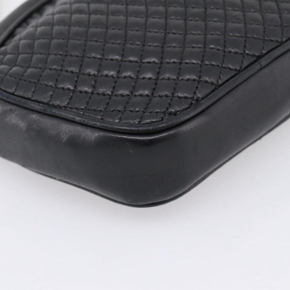 Bally Chain Shoulder Bag Leather Black Gold Tone Auth BA16147