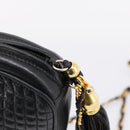 Bally Chain Shoulder Bag Leather Black Gold Tone Auth BA16147-10