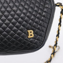 Bally Chain Shoulder Bag Leather Black Gold Tone Auth BA16147-17