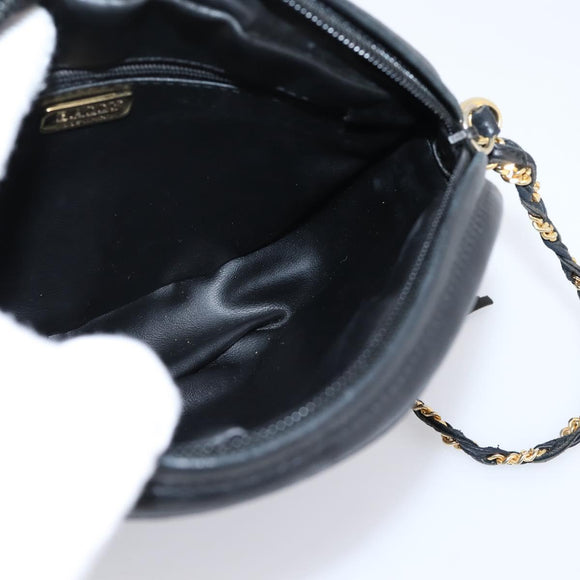 Bally Chain Shoulder Bag Leather Black Gold Tone Auth BA16147