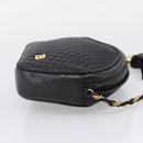 Bally Chain Shoulder Bag Leather Black Gold Tone Auth BA16147-4