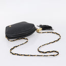 Bally Chain Shoulder Bag Leather Black Gold Tone Auth BA16147-7