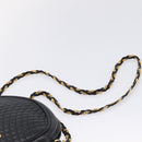 Bally Chain Shoulder Bag Leather Black Gold Tone Auth BA16147-8