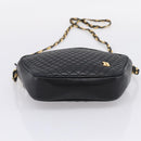 Bally Chain Shoulder Bag Leather Black Gold Tone Auth BA16147-5