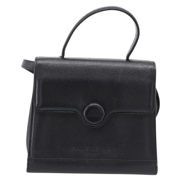 Balenciaga Hand Bag Leather 2way Black Gold Tone Auth BA16148