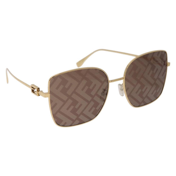 FENDI Sunglasses Metal Gold Tone Auth BA16153M