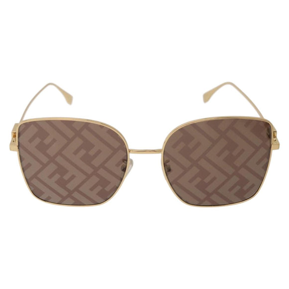 FENDI Sunglasses Metal Gold Tone Auth BA16153M