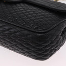Bally Chain Shoulder Bag Leather Black Gold Tone Auth BA16159A-14