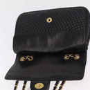 Bally Chain Shoulder Bag Leather Black Gold Tone Auth BA16159A-18