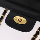 Bally Chain Shoulder Bag Leather Black Gold Tone Auth BA16159A-10