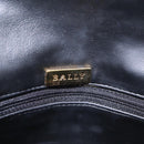 Bally Chain Shoulder Bag Leather Black Gold Tone Auth BA16159A-21