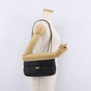 Bally Chain Shoulder Bag Leather Black Gold Tone Auth BA16159A-27