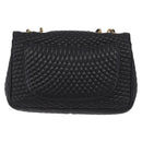 Bally Chain Shoulder Bag Leather Black Gold Tone Auth BA16159A-2