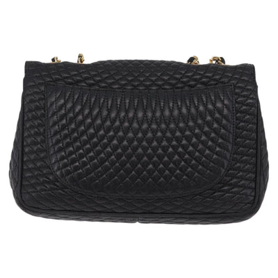 Bally Chain Shoulder Bag Leather Black Gold Tone Auth BA16159A - 0