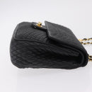 Bally Chain Shoulder Bag Leather Black Gold Tone Auth BA16159A-3