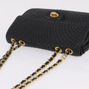 Bally Chain Shoulder Bag Leather Black Gold Tone Auth BA16159A-6