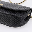 Bally Chain Shoulder Bag Leather Black Gold Tone Auth BA16160A-9