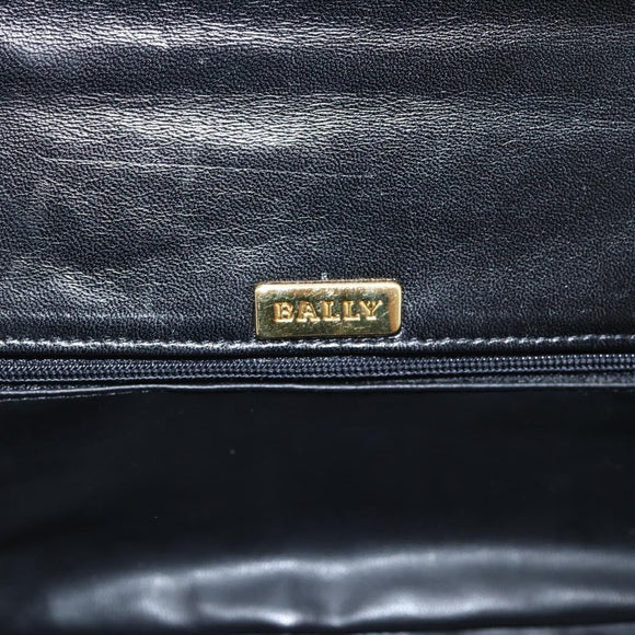 Bally Chain Shoulder Bag Leather Black Gold Tone Auth BA16160A