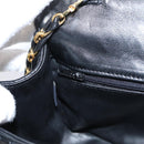 Bally Chain Shoulder Bag Leather Black Gold Tone Auth BA16160A-22