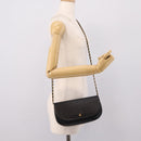 Bally Chain Shoulder Bag Leather Black Gold Tone Auth BA16160A-25