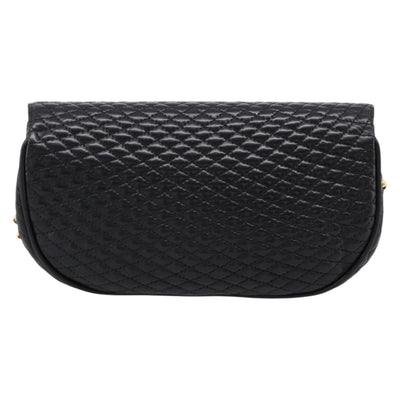 Bally Chain Shoulder Bag Leather Black Gold Tone Auth BA16160A - 0